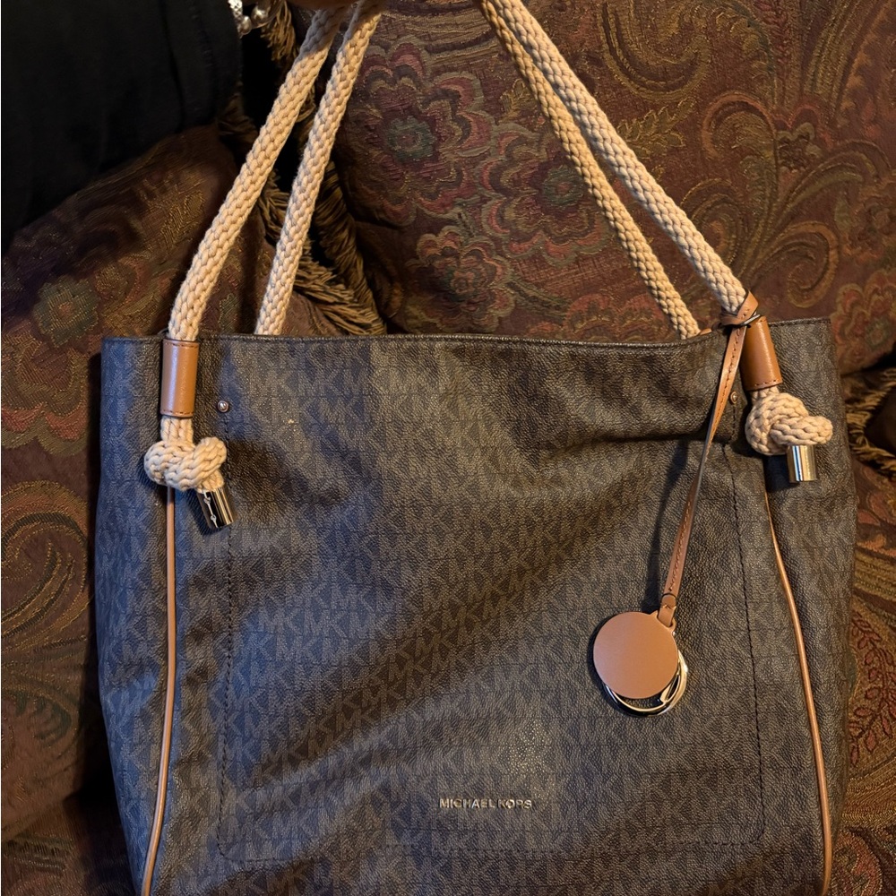 Michael Kors Signature Brown Tote with Tan Accents
